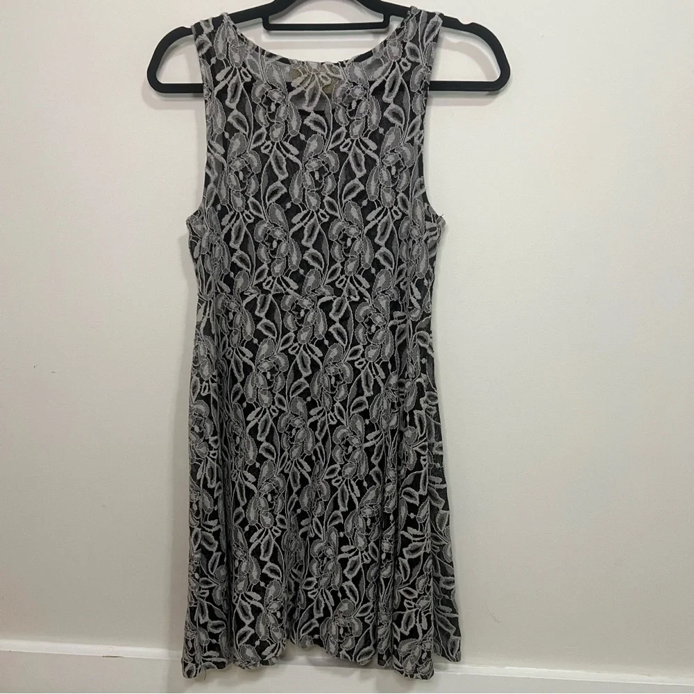 Free People Forever and Ever Lace Slip Dress Black and Gray Mini Dress Boho